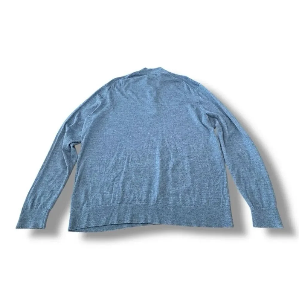 UNTUCKit Sweater Blue Merino Wool Quarter Zip Mock Neck Belguardo Men’s Size XXL